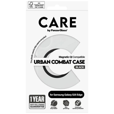 Samsung Galaxy S25 Edge CARE by PanzerGlass Flagship Urban Combat Black QI dėklas - permatomas 3 Samsung Galaxy S25 Edge CARE by PanzerGlass Flagship Urban Combat Black QI dėklas - permatomas 3