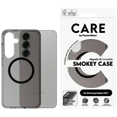 CARE by PanzerGlass Flagship Urban Combat Juodas QI Dėklas skirtas Samsung Galaxy S25+ - Semi-Permatomas Smoke