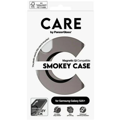 CARE by PanzerGlass Flagship Urban Combat Juodas QI Dėklas skirtas Samsung Galaxy S25+ - Semi-Permatomas Smoke 3