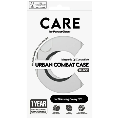 CARE by PanzerGlass Flagship Urban Combat Juodas QI Dėklas skirtas Samsung Galaxy S25+ - Permatomas 3