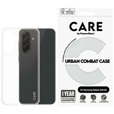 Samsung Galaxy A36 5G – CARE by PanzerGlass Flagship Urban Combat dėklas - Skaidrus Samsung Galaxy A36 5G – CARE by PanzerGlass Flagship Urban Combat dėklas - Skaidrus