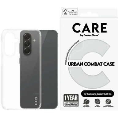 Samsung Galaxy A56 5G CARE by PanzerGlass Flagship Urban Combat dėklas - permatomas