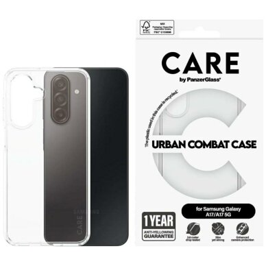 Samsung Galaxy M17 5G / A17 / A17 5G CARE by PanzerGlass Flagship Urban Combat dėklas – skaidrus