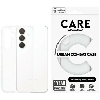 Samsung Galaxy S25 FE CARE by PanzerGlass Flagship Urban Combat dėklas – skaidrus