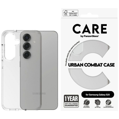 CARE by PanzerGlass Flagship Urban Combat Dėklas Samsung Galaxy S25 - Permatomas CARE by PanzerGlass Flagship Urban Combat Dėklas Samsung Galaxy S25 - Permatomas