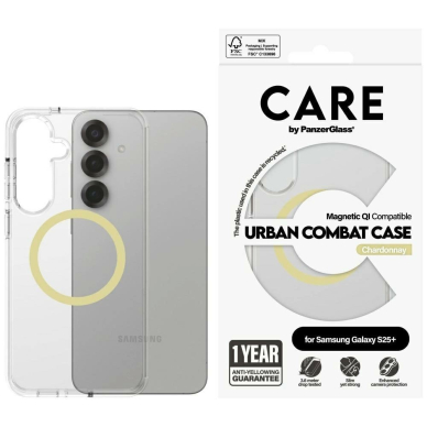CARE by PanzerGlass Flagship Urban Combat Chardonnay QI Dėklas Samsung Galaxy S25+ - Permatomas CARE by PanzerGlass Flagship Urban Combat Chardonnay QI Dėklas Samsung Galaxy S25+ - Permatomas