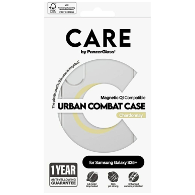 CARE by PanzerGlass Flagship Urban Combat Chardonnay QI Dėklas Samsung Galaxy S25+ - Permatomas 3 CARE by PanzerGlass Flagship Urban Combat Chardonnay QI Dėklas Samsung Galaxy S25+ - Permatomas 3