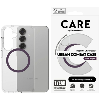 CARE by PanzerGlass Flagship Urban Combat Purple QI Dėklas Samsung Galaxy S25 - Permatomas CARE by PanzerGlass Flagship Urban Combat Purple QI Dėklas Samsung Galaxy S25 - Permatomas