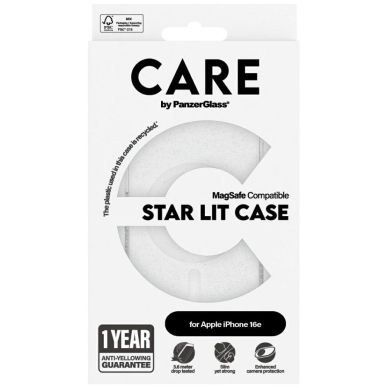 CARE by PanzerGlass Flagship Urban Combat StarLight Baltas MagSafe iPhone 16e Dėklas - Permatomas 2