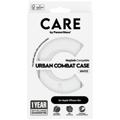 iPhone 16e – CARE by PanzerGlass Flagship Urban Combat White MagSafe dėklas - Skaidrus 2