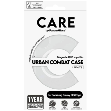 Samsung Galaxy S25 Edge CARE by PanzerGlass Flagship Urban Combat White QI dėklas - permatomas 3