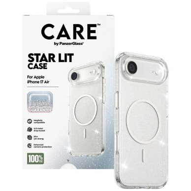 iPhone Air dėklas CARE by PanzerGlass Flagship Urban Explorer, MagSafe – skaidrus su blizgučiais 3 iPhone Air dėklas CARE by PanzerGlass Flagship Urban Explorer, MagSafe – skaidrus su blizgučiais 3