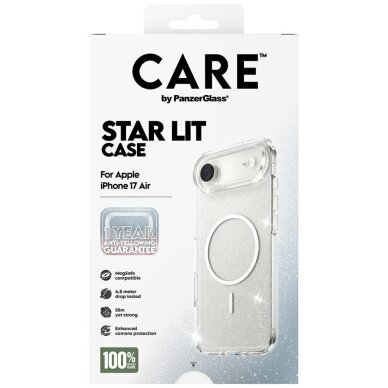 iPhone Air dėklas CARE by PanzerGlass Flagship Urban Explorer, MagSafe – skaidrus su blizgučiais 4