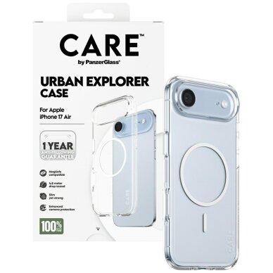 iPhone Air dėklas CARE by PanzerGlass Flagship Urban Explorer, White MagSafe – skaidrus 3
