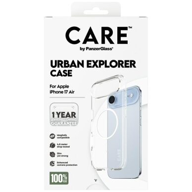 iPhone Air dėklas CARE by PanzerGlass Flagship Urban Explorer, White MagSafe – skaidrus 4