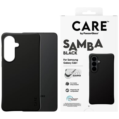 Samsung Galaxy S26+ CARE by PanzerGlass Samba Black Qi dėklas – juodas Samsung Galaxy S26+ CARE by PanzerGlass Samba Black Qi dėklas – juodas