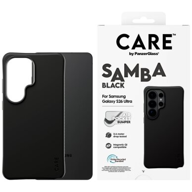 Samsung Galaxy S26 Ultra CARE by PanzerGlass Samba Black Qi dėklas – juodas