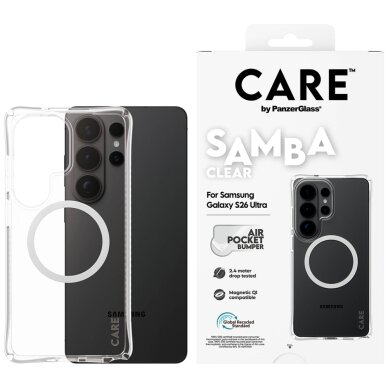 Samsung Galaxy S26 Ultra CARE by PanzerGlass Samba Transparent Qi dėklas – skaidrus Samsung Galaxy S26 Ultra CARE by PanzerGlass Samba Transparent Qi dėklas – skaidrus