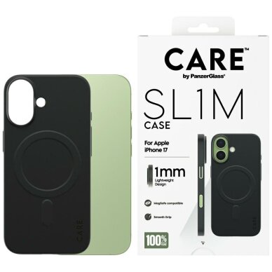 iPhone 17 CARE by PanzerGlass SL1M MagSafe dėklas – juodas