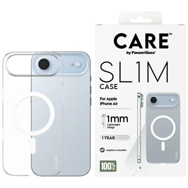 iPhone Air CARE by PanzerGlass SL1M MagSafe dėklas – skaidrus iPhone Air CARE by PanzerGlass SL1M MagSafe dėklas – skaidrus
