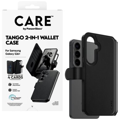 Samsung Galaxy S26+ CARE by PanzerGlass Tango 2in1 Wallet dėklas – juodas 4 Samsung Galaxy S26+ CARE by PanzerGlass Tango 2in1 Wallet dėklas – juodas 4