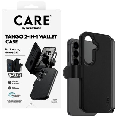 Samsung Galaxy S26 CARE by PanzerGlass Tango 2in1 Wallet dėklas – juodas 4 Samsung Galaxy S26 CARE by PanzerGlass Tango 2in1 Wallet dėklas – juodas 4