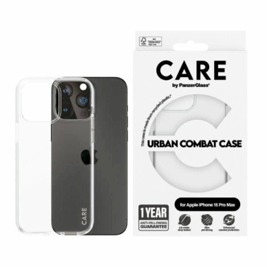 Apsauginis dėklas CARE by PanzerGlass Urban Combat iPhone 15 Pro Max - permatomas Apsauginis dėklas CARE by PanzerGlass Urban Combat iPhone 15 Pro Max - permatomas