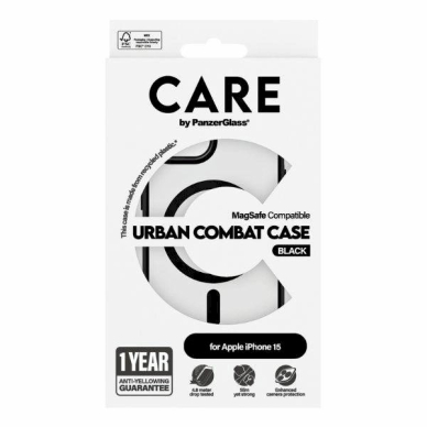 Apsauginis dėklas CARE by PanzerGlass Urban Combat Case MagSafe for iPhone 15 - Juodas 3 Apsauginis dėklas CARE by PanzerGlass Urban Combat Case MagSafe for iPhone 15 - Juodas 3