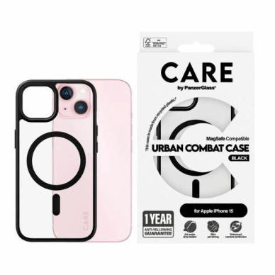 Apsauginis dėklas CARE by PanzerGlass Urban Combat Case MagSafe for iPhone 15 - Juodas Apsauginis dėklas CARE by PanzerGlass Urban Combat Case MagSafe for iPhone 15 - Juodas