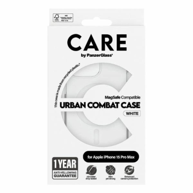 Apsauginis dėklas CARE by PanzerGlass Urban Combat Case MagSafe for iPhone 15 Pro Max - Baltas 3 Apsauginis dėklas CARE by PanzerGlass Urban Combat Case MagSafe for iPhone 15 Pro Max - Baltas 3
