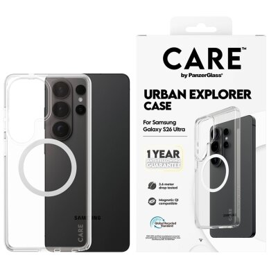 Samsung Galaxy S26 Ultra CARE by PanzerGlass Urban Explorer Transparent Qi dėklas – skaidrus