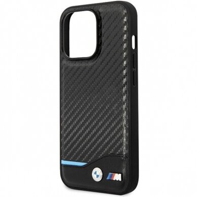 Dėklas BMW Leather Carbon BMHCP13L22NBCK iPhone 13 Pro / 13 Juodas 5