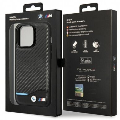 Dėklas BMW Leather Carbon BMHCP13L22NBCK iPhone 13 Pro / 13 Juodas 7