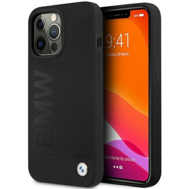 Dėklas BMW Silicone Signature Logo BMHCP13LSLBLBK iPhone 13 Pro / 13 Juodas