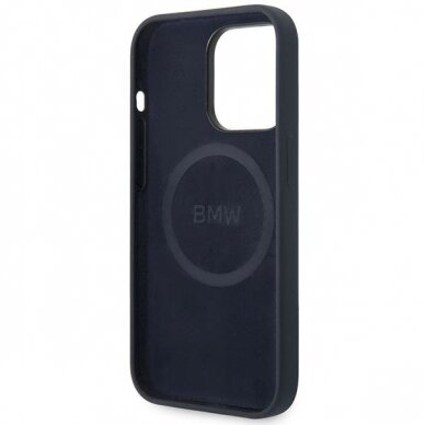 Dėklas BMW Silicone Metal Logo BMHMP14XSILNA iPhone 14 Pro Max Mėlynas (MagSafe) 6