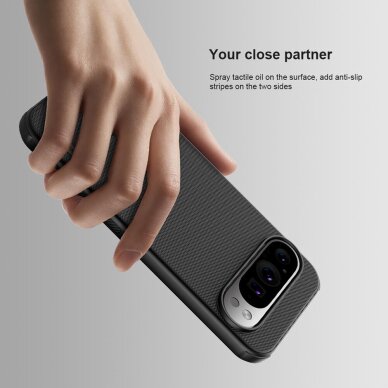 Akcija! Dėklas Google Pixel 9/9 Pro - Nillkin Super Frosted Shield Pro Magnetic - Juodas  4