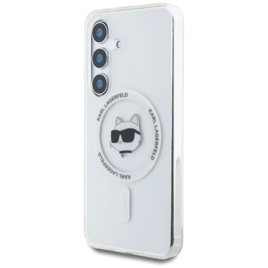 Samsung Galaxy S25 Plus – Karl Lagerfeld Button Choupette Head Printed Logo MagSafe dėklas - Baltas 1