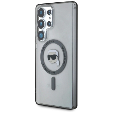 Dėklas Karl Lagerfeld Button Karl Head Printed Logo MagSafe Samsung Galaxy S25 Ultra Juodas 1