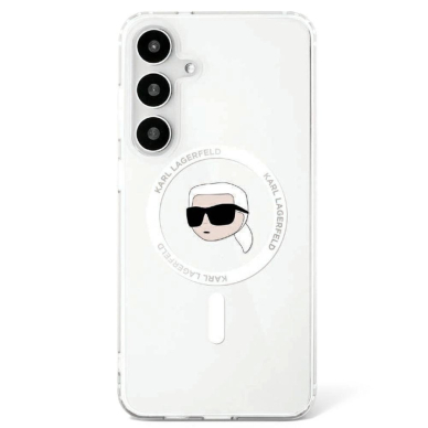 Dėklas Karl Lagerfeld Button Karl Head Printed Logo MagSafe Samsung Galaxy S25 Baltas Dėklas Karl Lagerfeld Button Karl Head Printed Logo MagSafe Samsung Galaxy S25 Baltas