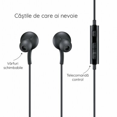 [Užsakomoji prekė] Casti Audio Jack, cu Microfon - Samsung (EO-IA500BBEGWW) - Juodas (Blister Packing) 4