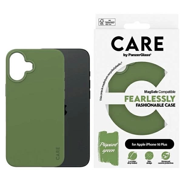iPhone 16 Plus – CARE by PanzerGlass Fashion dėklas 6.7" - Žalias/Žalias MagSafe 1387 iPhone 16 Plus – CARE by PanzerGlass Fashion dėklas 6.7" - Žalias/Žalias MagSafe 1387