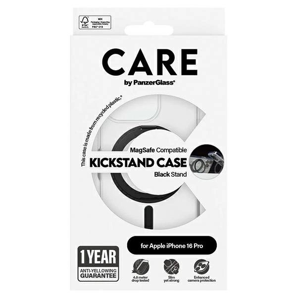 iPhone 16 Pro – CARE by PanzerGlass Feature Kickstand dėklas 6.3" - Juodas/Juodas MagSafe 1322 4