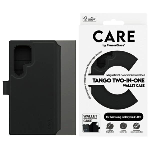 Samsung Galaxy S24 Ultra CARE by PanzerGlass Feature Tango 2in1 Wallet dėklas - juodas