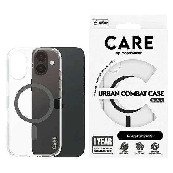 iPhone 16 – CARE by PanzerGlass Flagship dėklas 6.1" - Juodas/Juodas MagSafe 1345