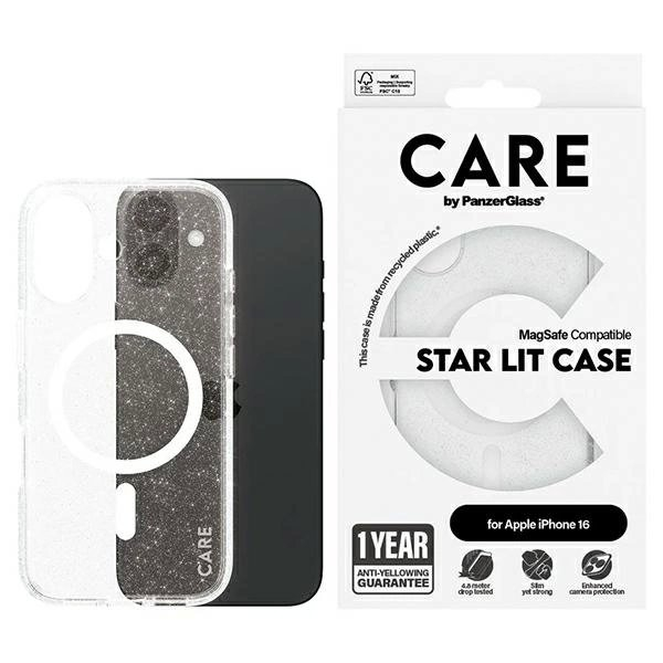 iPhone 16 – CARE by PanzerGlass Flagship Star Lit dėklas 6.1" - Baltas/Baltas MagSafe 1341