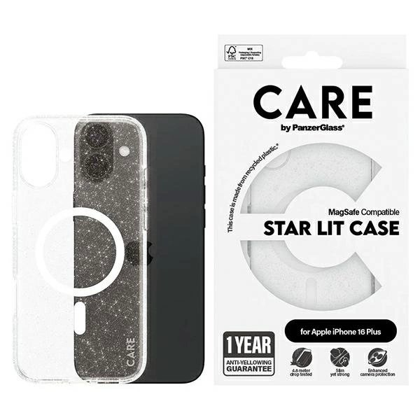iPhone 16 Plus – CARE by PanzerGlass Flagship Star Lit dėklas 6.7" - Baltas/Baltas MagSafe 1343 iPhone 16 Plus – CARE by PanzerGlass Flagship Star Lit dėklas 6.7" - Baltas/Baltas MagSafe 1343