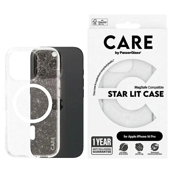 iPhone 16 Pro – CARE by PanzerGlass Flagship Star Lit dėklas 6.3" - Baltas/Baltas MagSafe 1342 iPhone 16 Pro – CARE by PanzerGlass Flagship Star Lit dėklas 6.3" - Baltas/Baltas MagSafe 1342