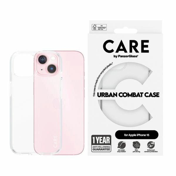 Apsauginis dėklas CARE by PanzerGlass Urban Combat iPhone 15 - transparent Apsauginis dėklas CARE by PanzerGlass Urban Combat iPhone 15 - transparent