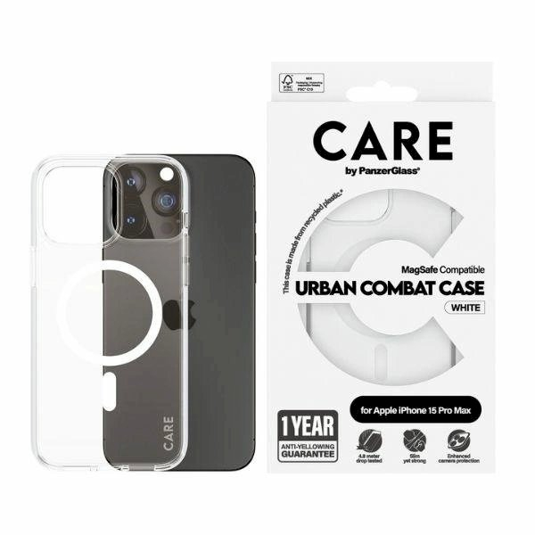 Apsauginis dėklas CARE by PanzerGlass Urban Combat Case MagSafe for iPhone 15 Pro Max - Baltas Apsauginis dėklas CARE by PanzerGlass Urban Combat Case MagSafe for iPhone 15 Pro Max - Baltas