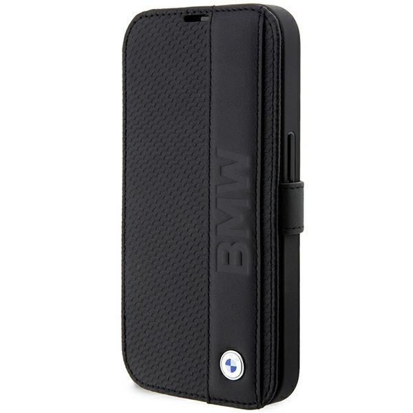 Dėklas BMW Leather Textured&amp Stripe BMBKP14L22RDPK iPhone 14 Pro Juodas